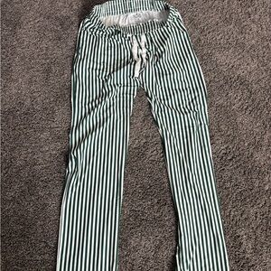 Green and White Striped Men's lounge Pants